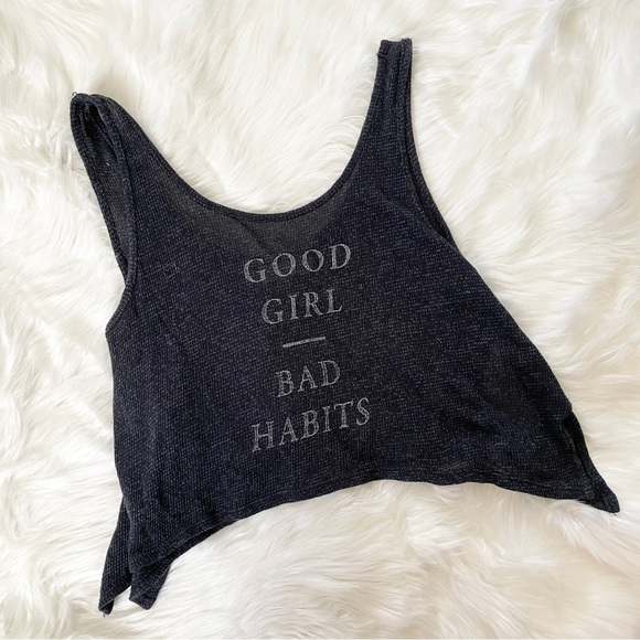 ✨ Abercrombie & Fitch Good Girls Bad Habits Loose Cropped Knit Tank Navy Sz S - Picture 9 of 10